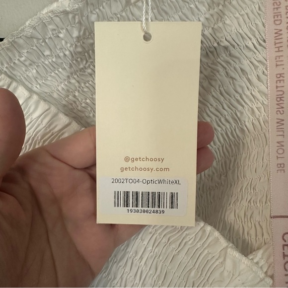 Choosy Women’s Optic White Wrap Stretchy Smocked Long Sleeve Blouse Sz XL NWT - Picture 7 of 11